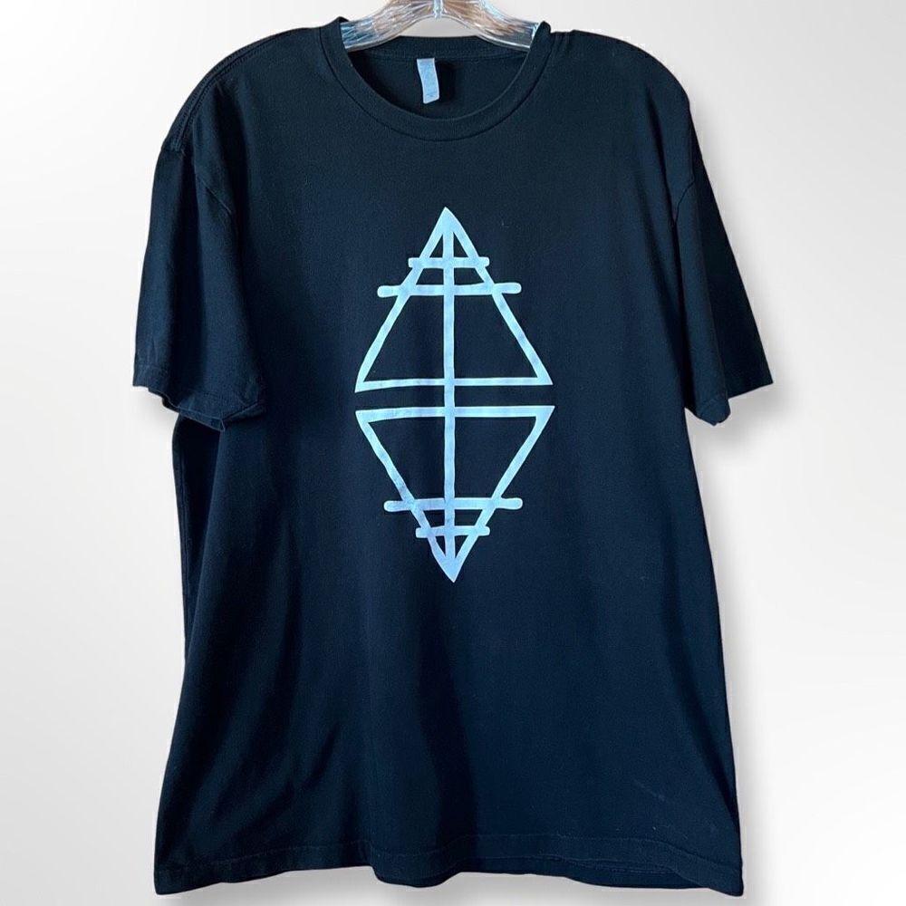 Burning Stone Apparel As Above So Below Symbol Black Tshirt with White Graphic S